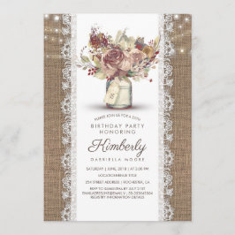 Rustieke  Mason Jar Burlap Lace Verjaardag Kaart