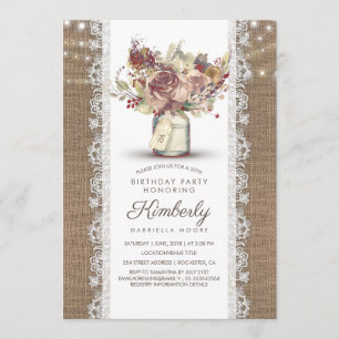 Rustieke  Mason Jar Burlap Lace Verjaardag Kaart