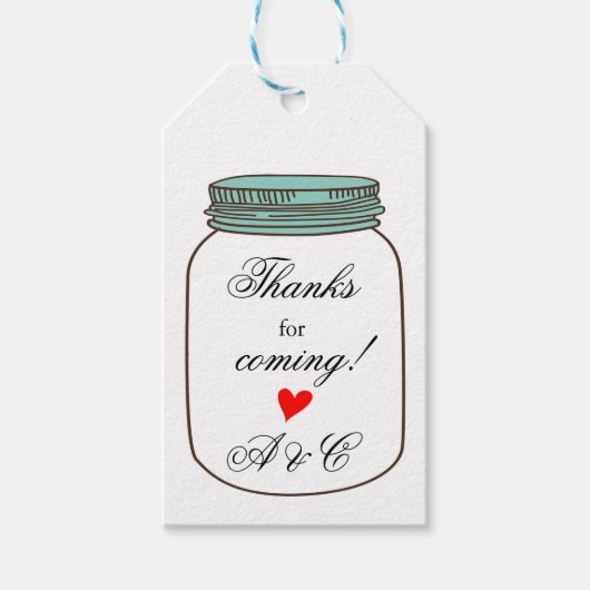 Rustieke Mason Jar Dank u Cadeau Labels Cadeaulabel (Voorkant)