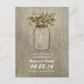 Rustieke Mason Jar en Baby's Breath Save The Date Aankondigingskaart (Voorkant)