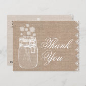 Rustieke Mason Jar en bloemen Dank u Burlap A02 Briefkaart (Voorkant / Achterkant)