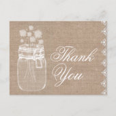 Rustieke Mason Jar en bloemen Dank u Burlap A02 Briefkaart (Voorkant)