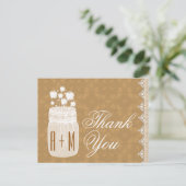 Rustieke Mason Jar en Bloemen Dank U Gold A10 Briefkaart (Staand voorkant)