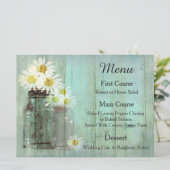 Rustieke Mason Jar En Daisy Bruiloft Menu (Staand voorkant)