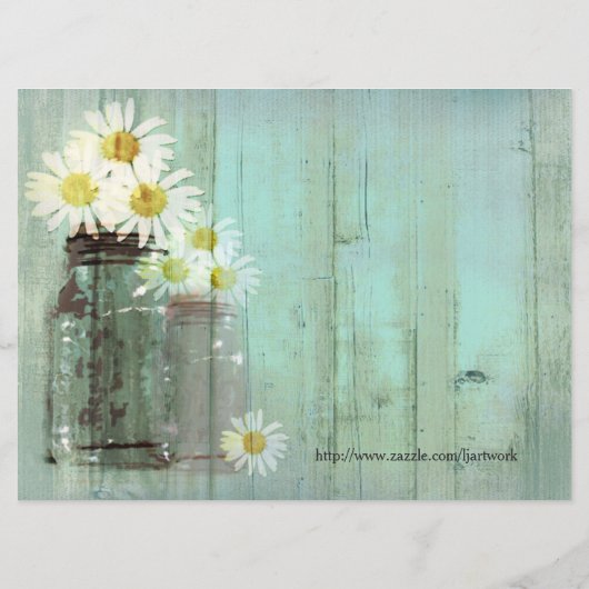 Rustieke Mason Jar En Daisy Bruiloft Menu (Achterkant)
