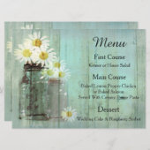 Rustieke Mason Jar En Daisy Bruiloft Menu (Voorkant / Achterkant)