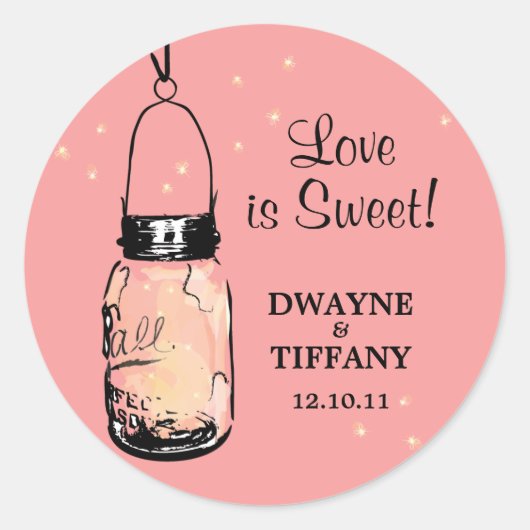 Rustieke Mason Jar en Fireflies Ronde Sticker (Voorkant)