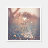 Rustieke Mason Jar en Fireflies Tuin Bruiloft Servet (Voorkant)