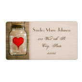 Rustieke Mason Jar en harten bruiloft Adresetikett Etiket (Voorkant)