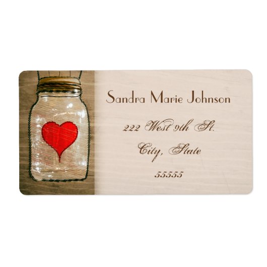 Rustieke Mason Jar en harten bruiloft Adresetikett Etiket (Voorkant)