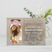 Rustieke Mason Jar en uw foto Trouwdouche Kaart (Staand voorkant)