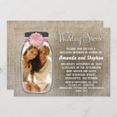 Rustieke Mason Jar en uw foto Trouwdouche Kaart (Voorkant / Achterkant)