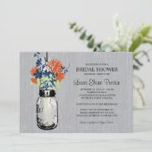 Rustieke Mason Jar en Wildflowers Kaart (Staand voorkant)