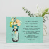 Rustieke Mason Jar en Wildflowers Kaart (Staand voorkant)