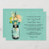 Rustieke Mason Jar en Wildflowers Kaart (Voorkant / Achterkant)