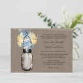 Rustieke Mason Jar en Wildflowers Wedding Kaart (Staand voorkant)