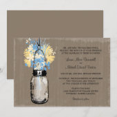 Rustieke Mason Jar en Wildflowers Wedding Kaart (Voorkant / Achterkant)