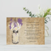 Rustieke Mason Jar en Wildflowers Wedding Kaart (Staand voorkant)