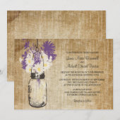 Rustieke Mason Jar en Wildflowers Wedding Kaart (Voorkant / Achterkant)