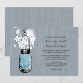 Rustieke Mason Jar en Wildflowers Wedding Kaart (Voorkant / Achterkant)