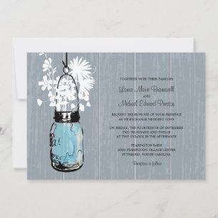 Rustieke Mason Jar en Wildflowers Wedding Kaart