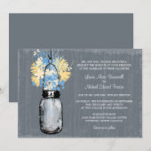 Rustieke Mason Jar en Wildflowers Wedding Kaart (Voorkant / Achterkant)