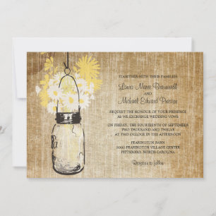 Rustieke Mason Jar en Wildflowers Wedding Kaart