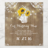 Rustieke Mason Jar en Zonnebloemen met Baby's Brea Wijn Etiket (Enkel label)