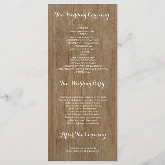 Rustieke Mason Jar en Zonnebloemen Trouwprogramma' Programmakaart (Achterkant)