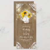 Rustieke Mason Jar en Zonnebloemen Trouwprogramma' Programmakaart (Voorkant / Achterkant)