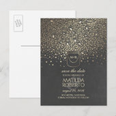 Rustieke Mason Jar Fireflies Gold Save the Date Aankondigingskaart (Voorkant / Achterkant)