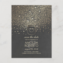 Rustieke Mason Jar Fireflies Gold Save the Date Aankondigingskaart