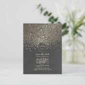 Rustieke Mason Jar Fireflies Gold Save the Date Aankondigingskaart (Staand voorkant)