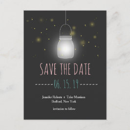 Rustieke Mason Jar Fireflies Save The Date Aankondigingskaart