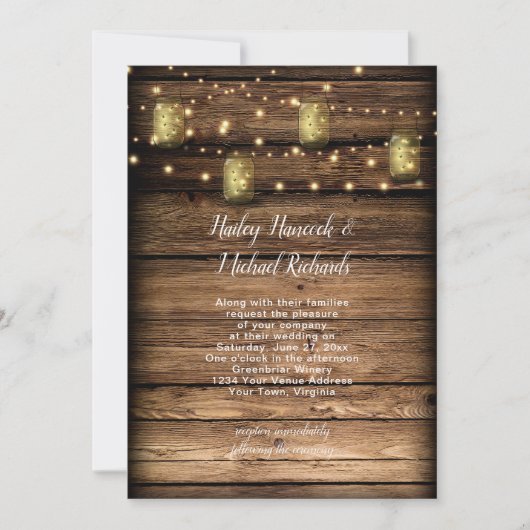 Rustieke Mason Jar Fireflies String Lights Kaart (Voorkant)