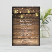 Rustieke Mason Jar Fireflies String Lights Kaart (Staand voorkant)