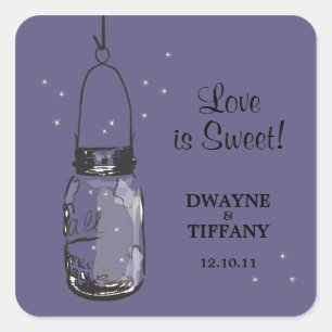 Rustieke Mason Jar & Fireflies Vierkante Sticker