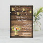 Rustieke Mason Jar Fireflies Zonnebloemen String L Kaart (Staand voorkant)