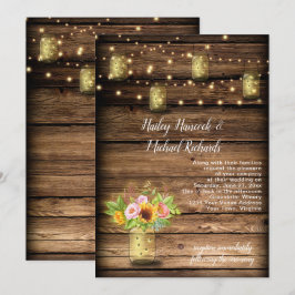 Rustieke Mason Jar Fireflies Zonnebloemen String L Kaart