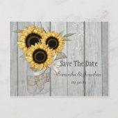 Rustieke Mason Jar Gele Zonnebloemen Save The Date Aankondigingskaart (Voorkant)