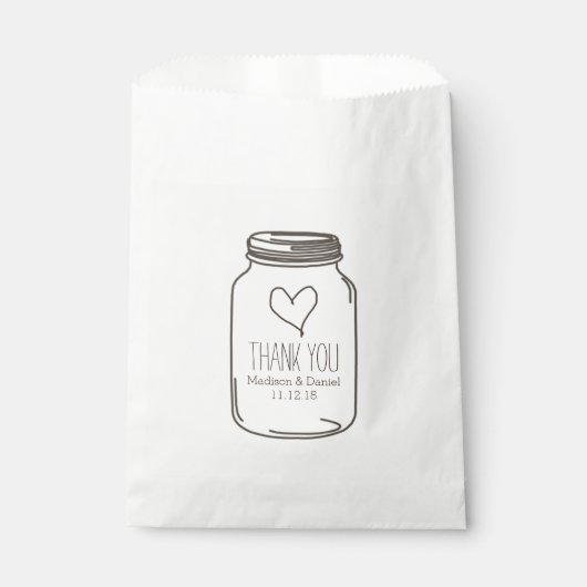 Rustieke Mason Jar Hart Bruiloft Dank u Bedankzakje (Voorkant)