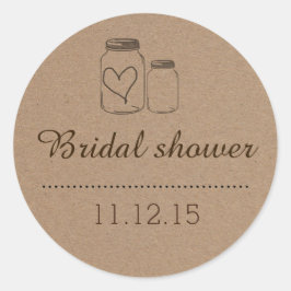 Rustieke Mason Jar| Heart Vrijgezellenfeest Ronde Sticker