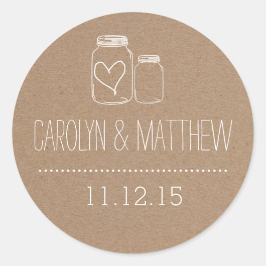 Rustieke Mason Jar| Heart Wedding Favor Sticker 2 (Voorkant)