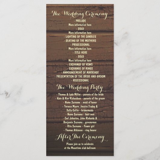 Rustieke mason jar herfst bruiloft programma's (Achterkant)