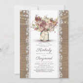 Rustieke  Mason Jar | Herhalingsdiner voor Burlap Kaart (Voorkant)