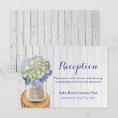 Rustieke Mason Jar & Hortensia Bruiloftsreceptie Kaart (Voorkant / Achterkant)