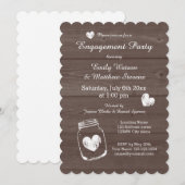 Rustieke mason jar hout verlovingsfeest uitnodigin kaart (Voorkant / Achterkant)