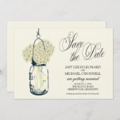 Rustieke Mason Jar Hydrangea Save the Date Kaart (Voorkant / Achterkant)