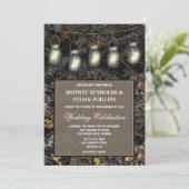 Rustieke Mason Jar Jacht Camo bruiloft uitnodiging (Staand voorkant)