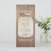 Rustieke Mason Jar Kant Lights Trouwprogramma's Programmakaart (Staand voorkant)